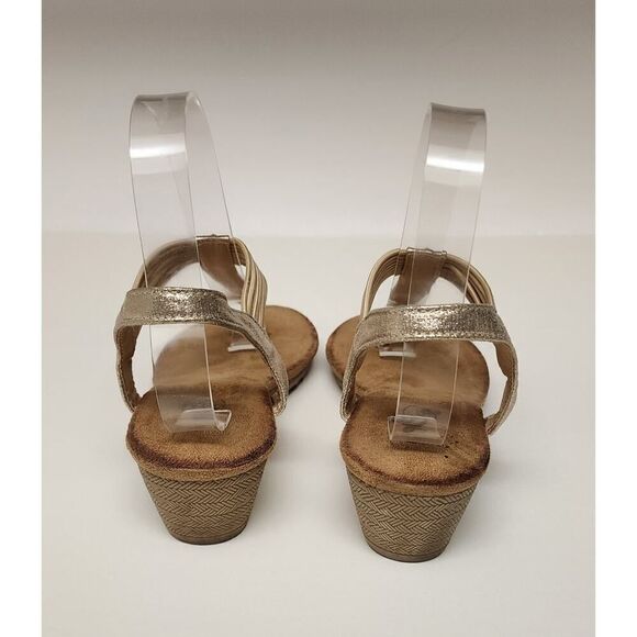 GC Shoes Tori Rhinestone Strap Wedge Sandals, Open Toe Elastic Slingback 8.5 - Picture 7 of 11